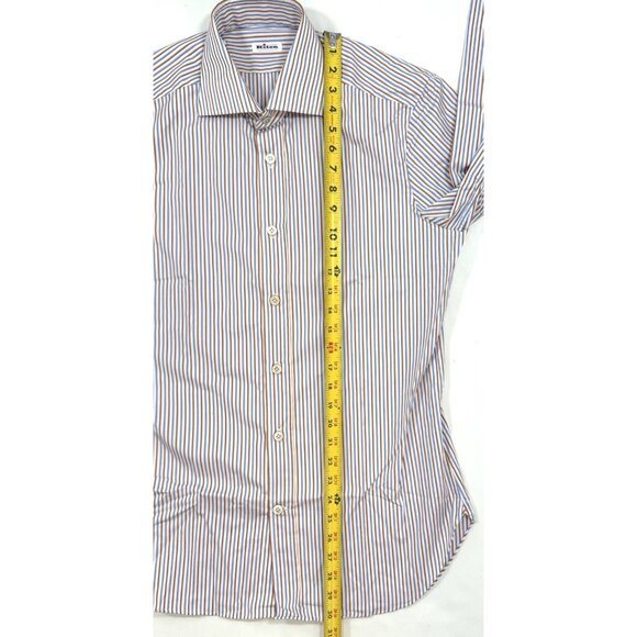 Kiton Napoli Mens Dress Shirt Long Sleeve Designer Size 15.5/39 Striped Italy - Picture 13 of 14